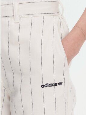 NWT Adidas Womens Pinstripe Pants, Style# JJ3483 SZ 4 Color Off White/Indigo
